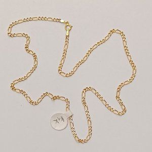 14kt real gold figaro diamond cut chain 20 inches